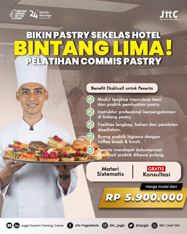 Pelatihan Commis Pastry terbaik di indonesia dengan instruktur berpengalaman dari JTTC