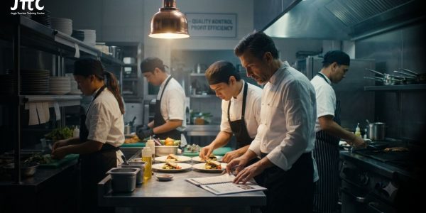 Tim restoran sedang menjalankan SOP operasional untuk meningkatkan profit dan efisiensi bisnis kuliner