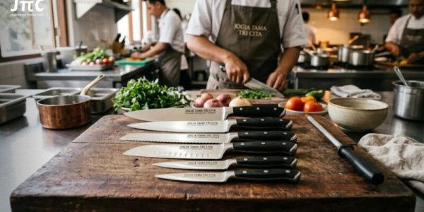 Set pisau dapur profesional stainless steel untuk bisnis kuliner Jogja Tama Tri Cita